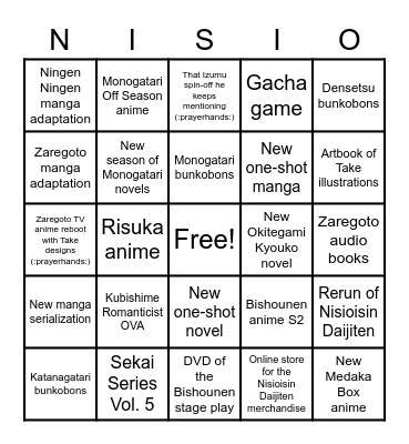 20NEXT Bingo Card