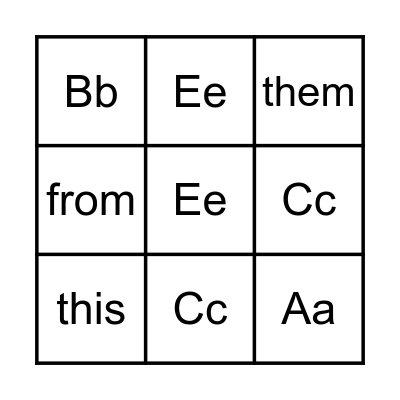 Alphabet Bingo Card