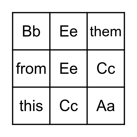 Alphabet Bingo Card