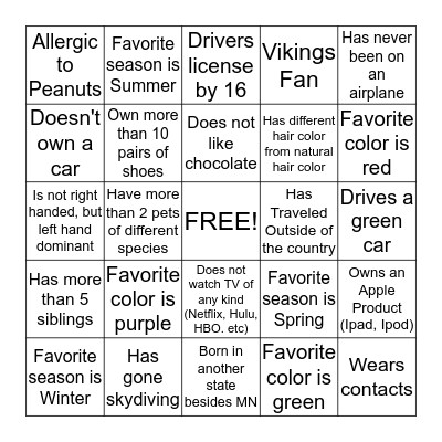 Handy Help Blackout Bingo Card