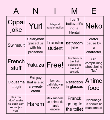 Weeb Card Bingo Card