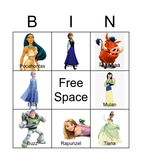 Disney Bingo Card