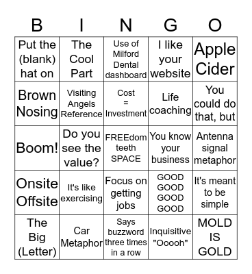 Dave Cliche Webinar Bingo Card