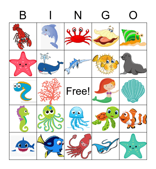 Team OC Under the Sea Bingo Card