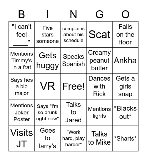 Iggy Bingo Card