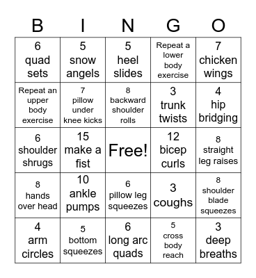 Physical Therapy Bingo Card