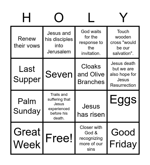 Semana Santa (Holy Week) Bingo Card
