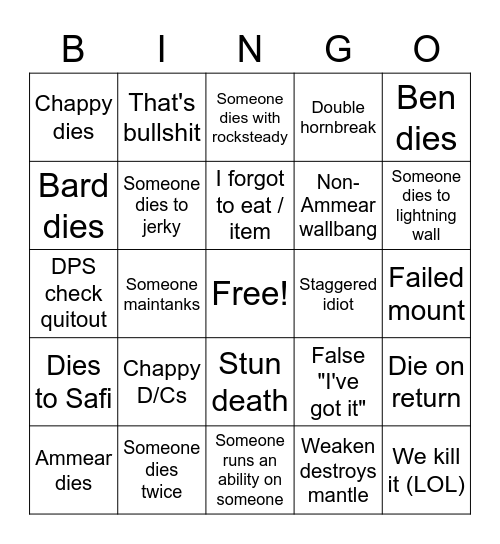 Alatreon suffering Bingo Card
