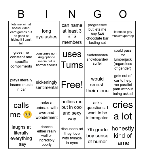 Would Ali have a crush on you?  Maybe 😳 Bingo Card