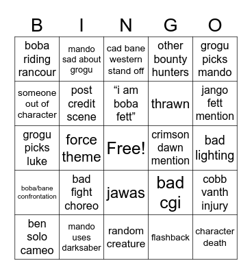 boba fett finale bingo Card