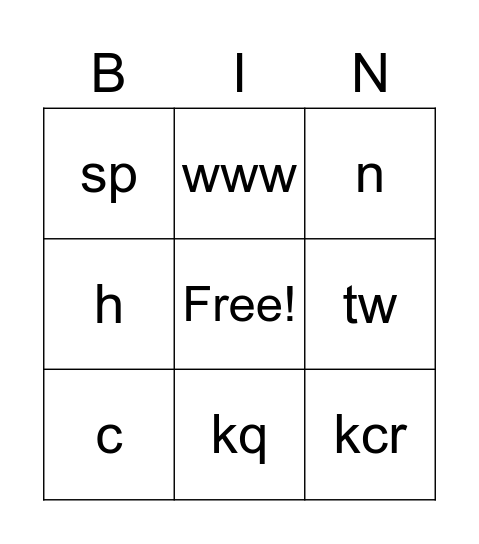 k Bingo Card