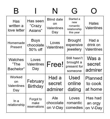 Virtual Feb-ibig's Day Bingo Card