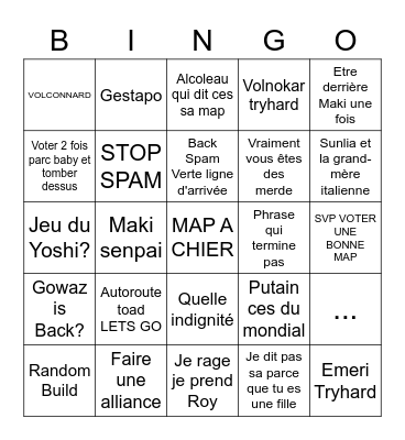 MARIO KART Bingo Card