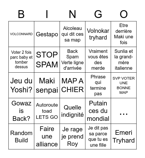 MARIO KART Bingo Card