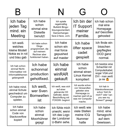 Informatiker Bingo Card