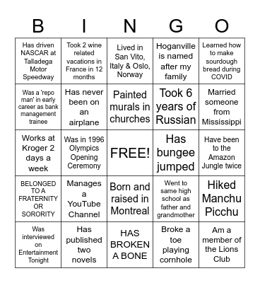 NCM HUMAN BINGO Card