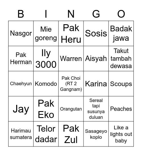 Sunwoo Bingo Card