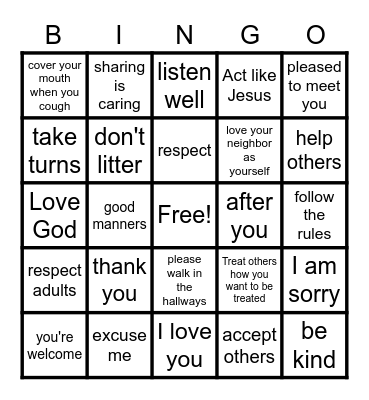 Bible Bingo Card