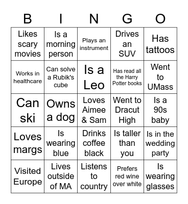 Find the Guest Who... Bingo Card