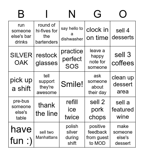 Server Bingo Card