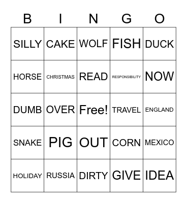 INTERMEDIATE II BINGO Card