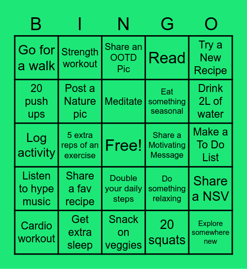 Week 5 Bingo Card