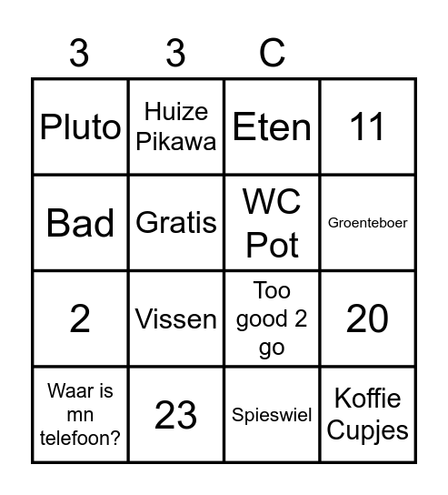 Huize Pikawa Bingo Card