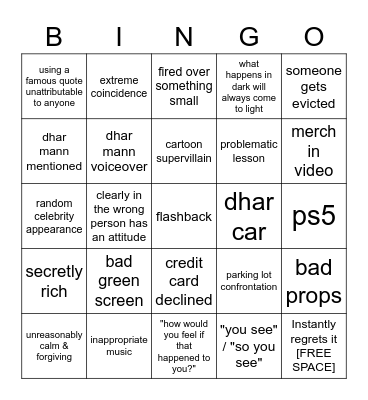 Dhar Mann Bingo v2 Bingo Card
