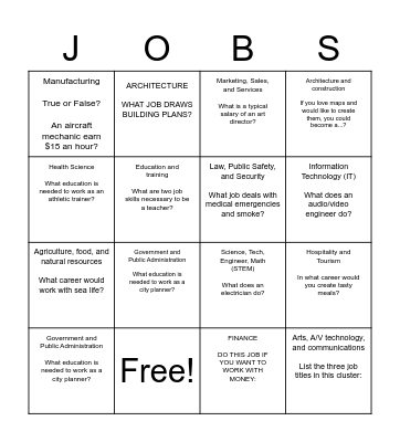 Carrer Bingo Card