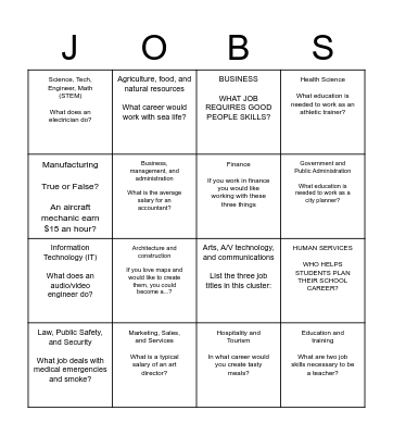 Carrer Bingo Card