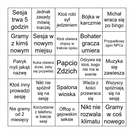Erpegowe bingo 2022 Bingo Card