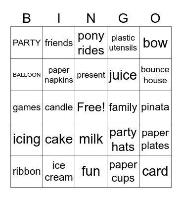 Birthday Bingo Card