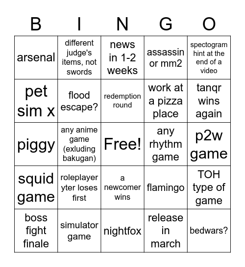 rbb Bingo Card