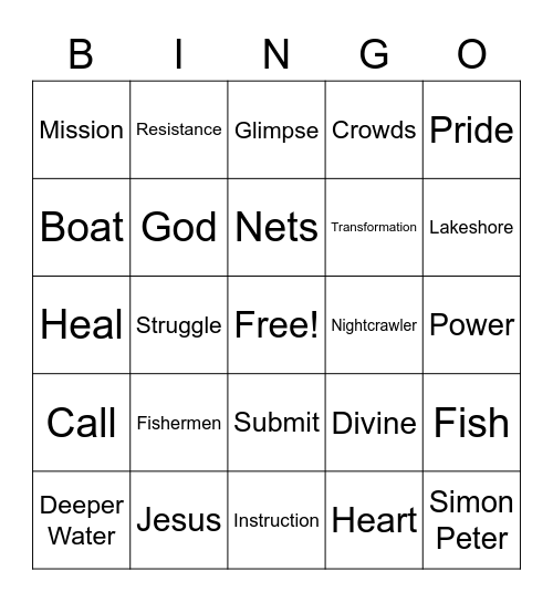Luke 5 Bingo Card