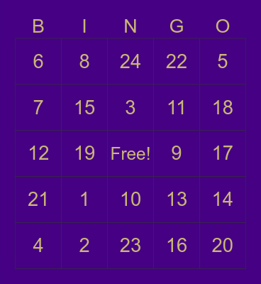 TEST Bingo Card