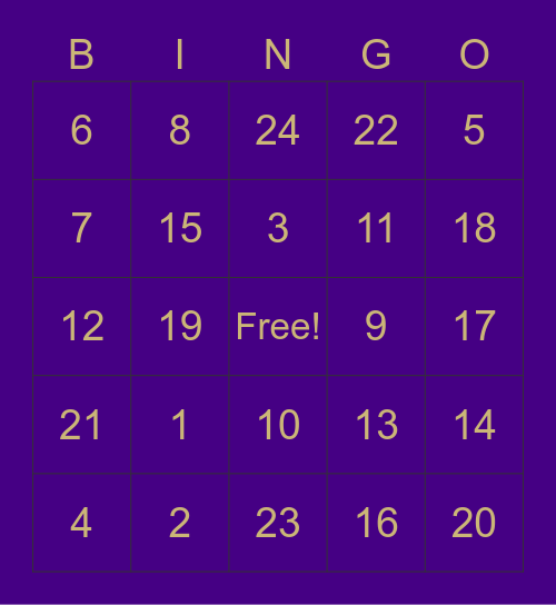TEST Bingo Card