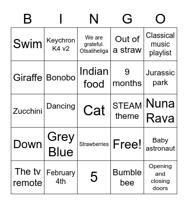 Baby space bingo Card