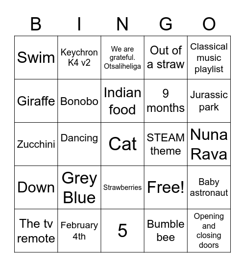 Baby space bingo Card