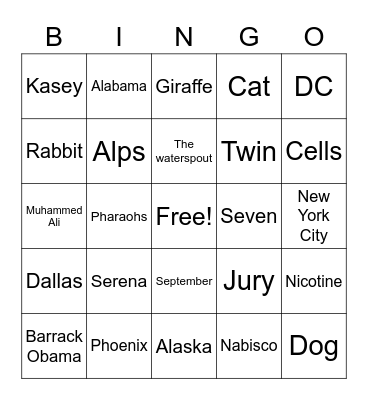 COOPER Bingo Card