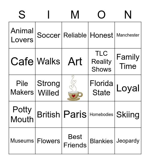 Kristin's Bridal Shower Tea Bingo Card