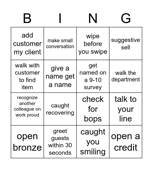 CX Bingo Card