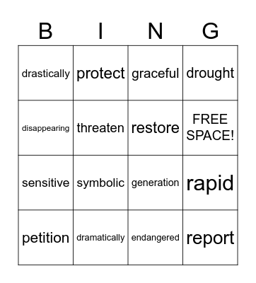 Synonym Bingo! Bingo Card