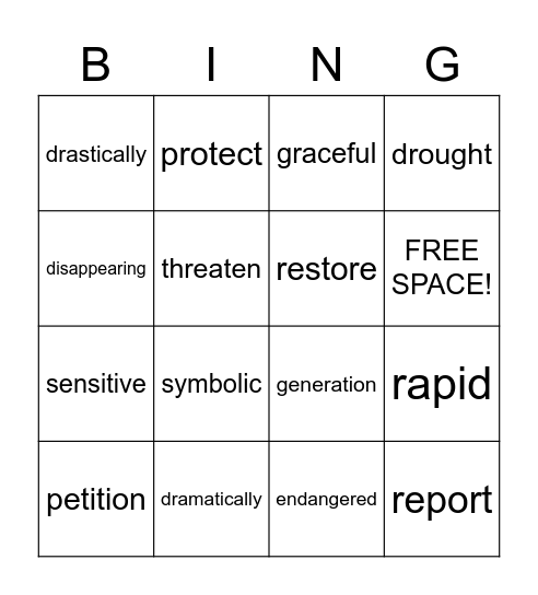 Synonym Bingo! Bingo Card