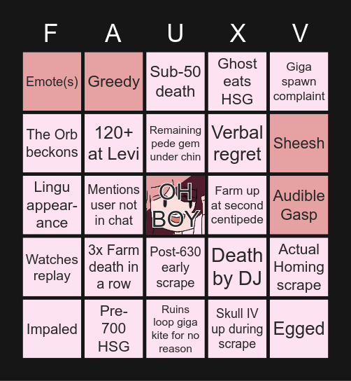 Fauxev Bingo no.3 Bingo Card