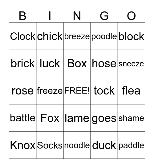 Dr. Seuss- Fox in Socks Bingo Card