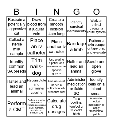 Clinical Skills Year 1 - Card R Bingo Card