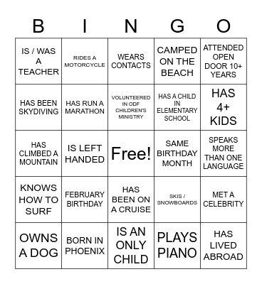 JOURNEY BINGO Card