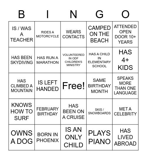 JOURNEY BINGO Card