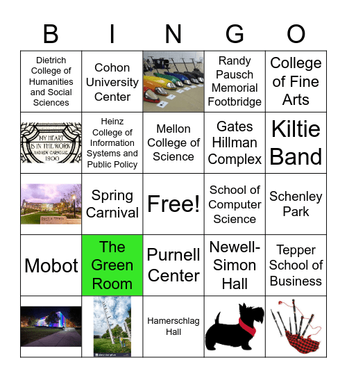 #1 CMU Campus Life (5 in a row to win) Bingo Card