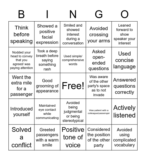 Bingo at work! Bingo Card